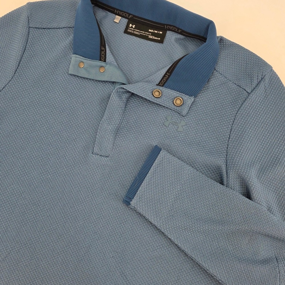 UNDER ARMOUR GOLF STORM COLDGEAR SWEATSHIRT MENS MEDIUM BLUE LOOSE FIT PULLOVER